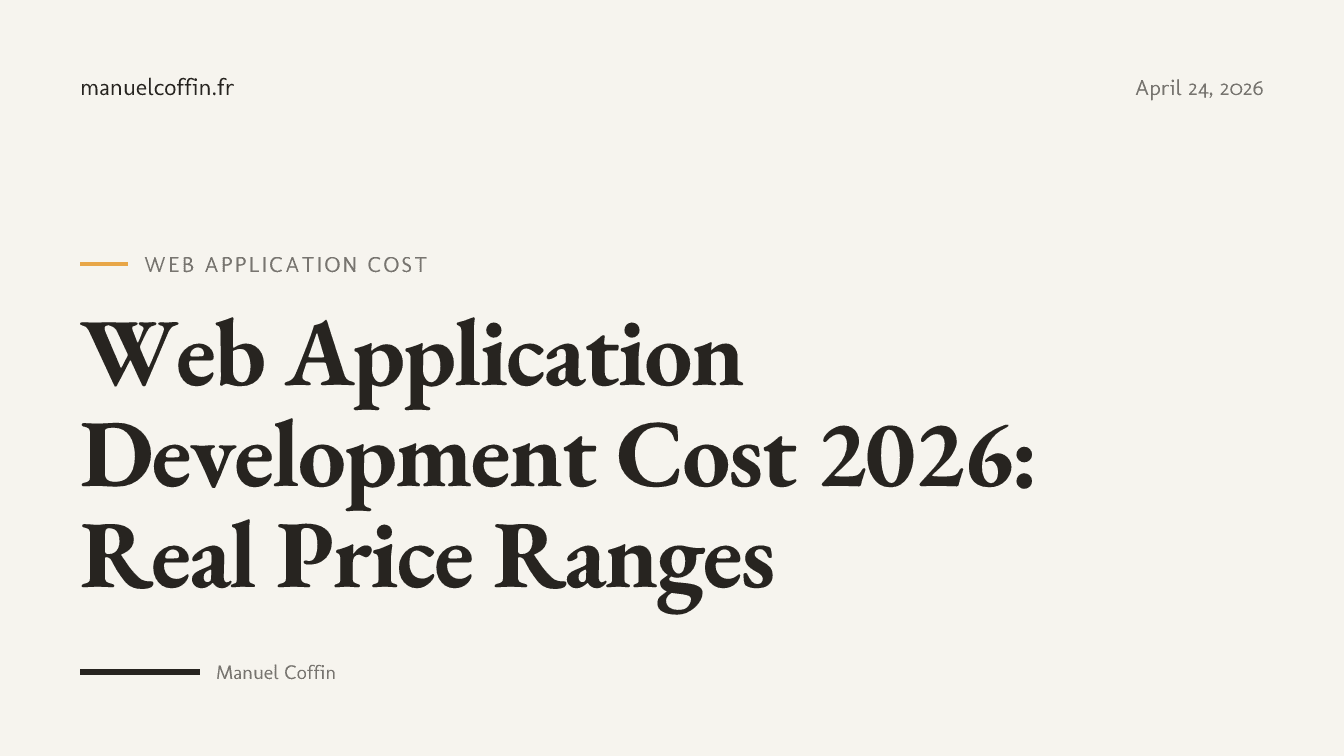 Comparison table of web application development costs in France 2026