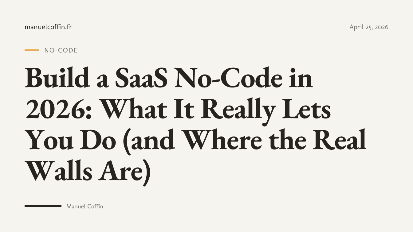 Non-technical founder weighing options between no-code, AI tools, and custom development for a SaaS
