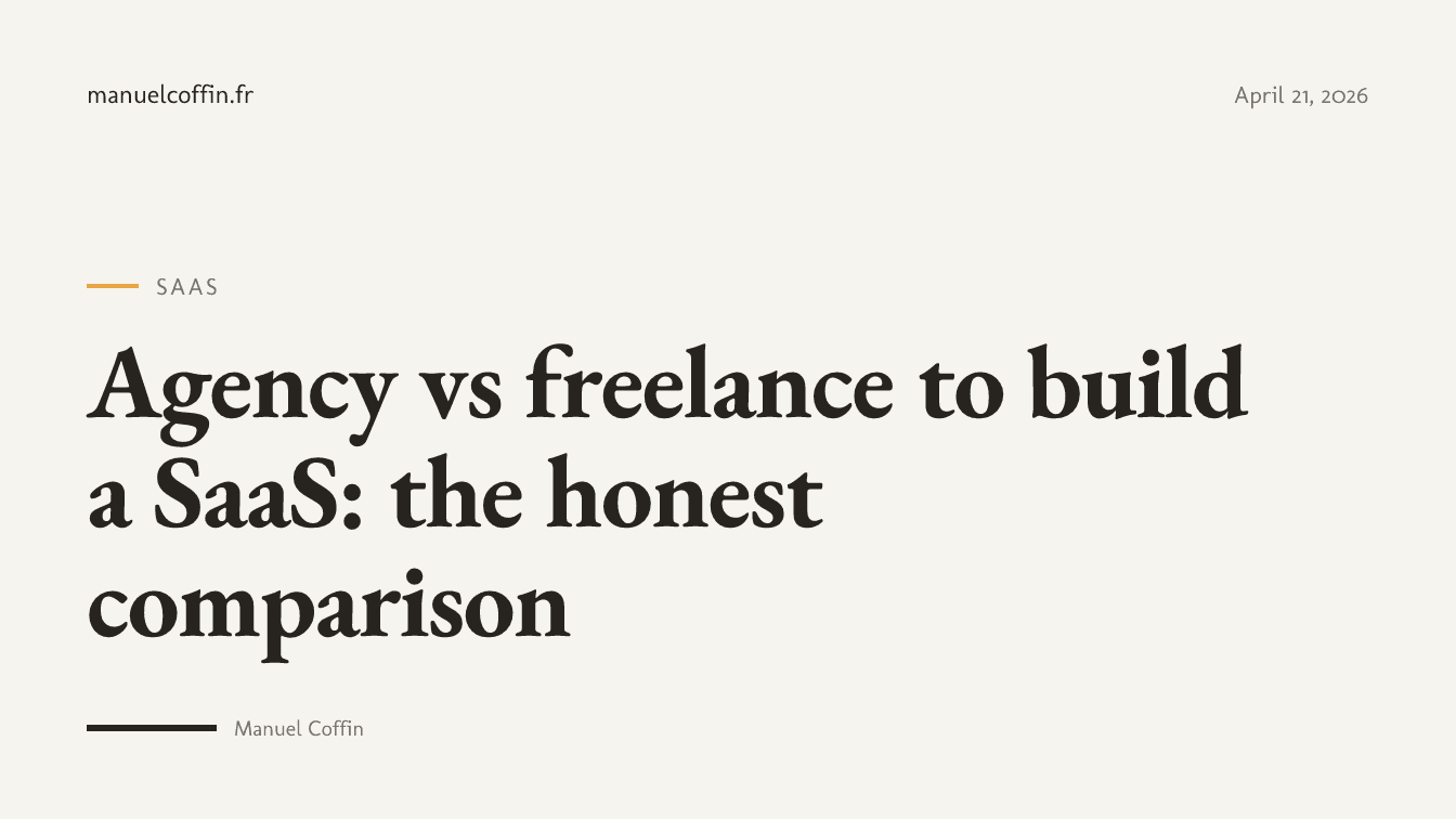 Agency vs freelance to build a SaaS: comparison of development options