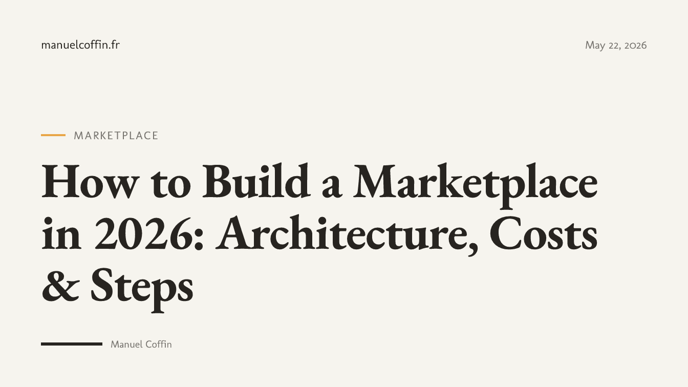 How to build a marketplace in 2026: architecture diagram showing buyer, seller, and platform layers