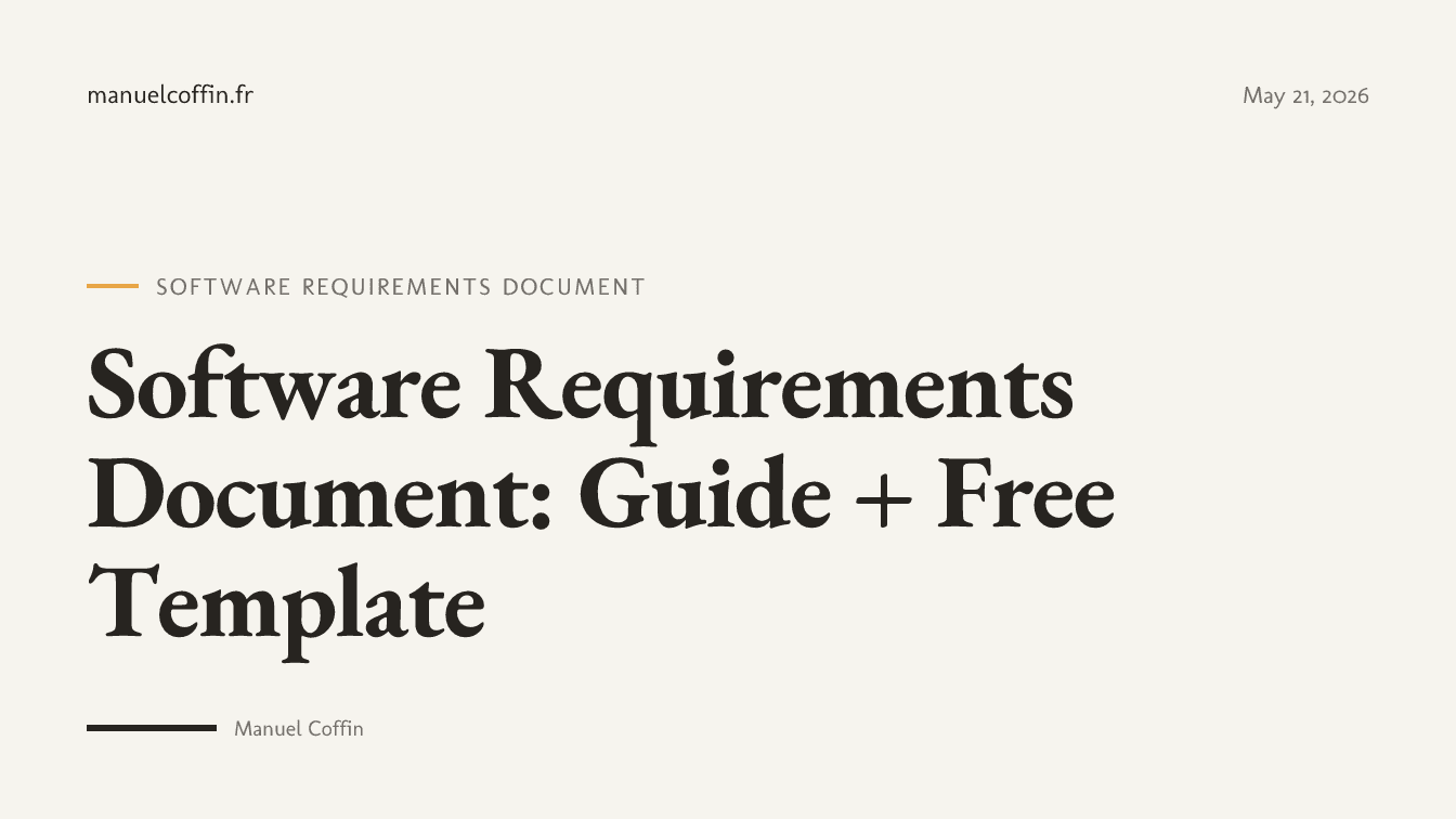 Non-technical founder writing a software requirements document for a web app project