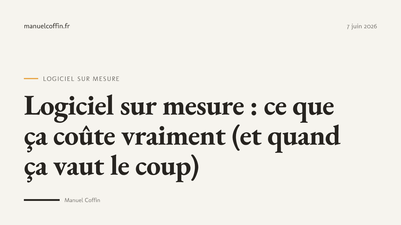 Logiciel sur mesure : guide de décision et fourchettes de prix pour fondateurs en 2026